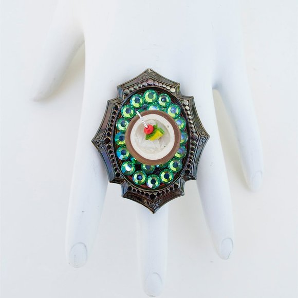 COCNUT FRUIT COCKTAIL RHINESTONE RING - Picture 4 of 4